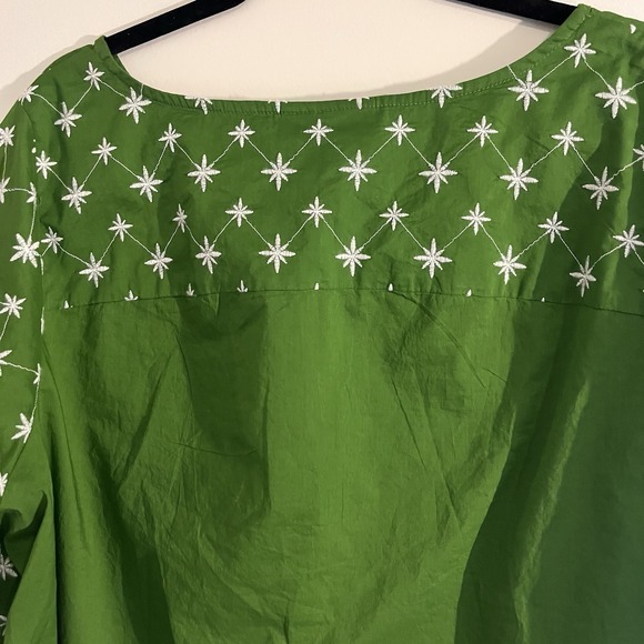 Lane Bryant Embroidered Popover Blouse womens size 20 Green - Picture 5 of 6